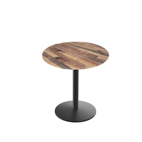 30 Tall OD214 Black Table Base w22 Diameter foot and 32 Diameter Rustic Top, IndoorOutdoor